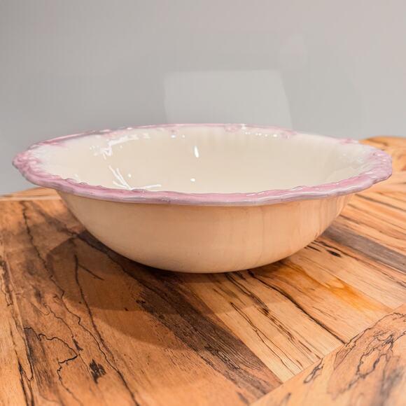 Vintage Victorian Style Glazed White Porcelain Wash Basin w Gorgeous Purple Rim - Picture 5 of 8